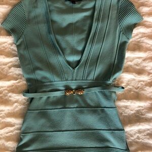 Roberto Cavalli Turquoise V neck Top.